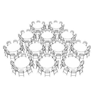 Lifetime (12) 60-Inch Round Stacking Tables and (96) Chairs Combo (Commercial)