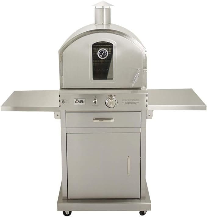 Summerset ‘The Oven’ Outdoor Freestanding Large Capacity Gas Oven with Pizza Stone, Smoker Box and Mobile Cart, 304 Stainless Steel Construction, Natural Gas
