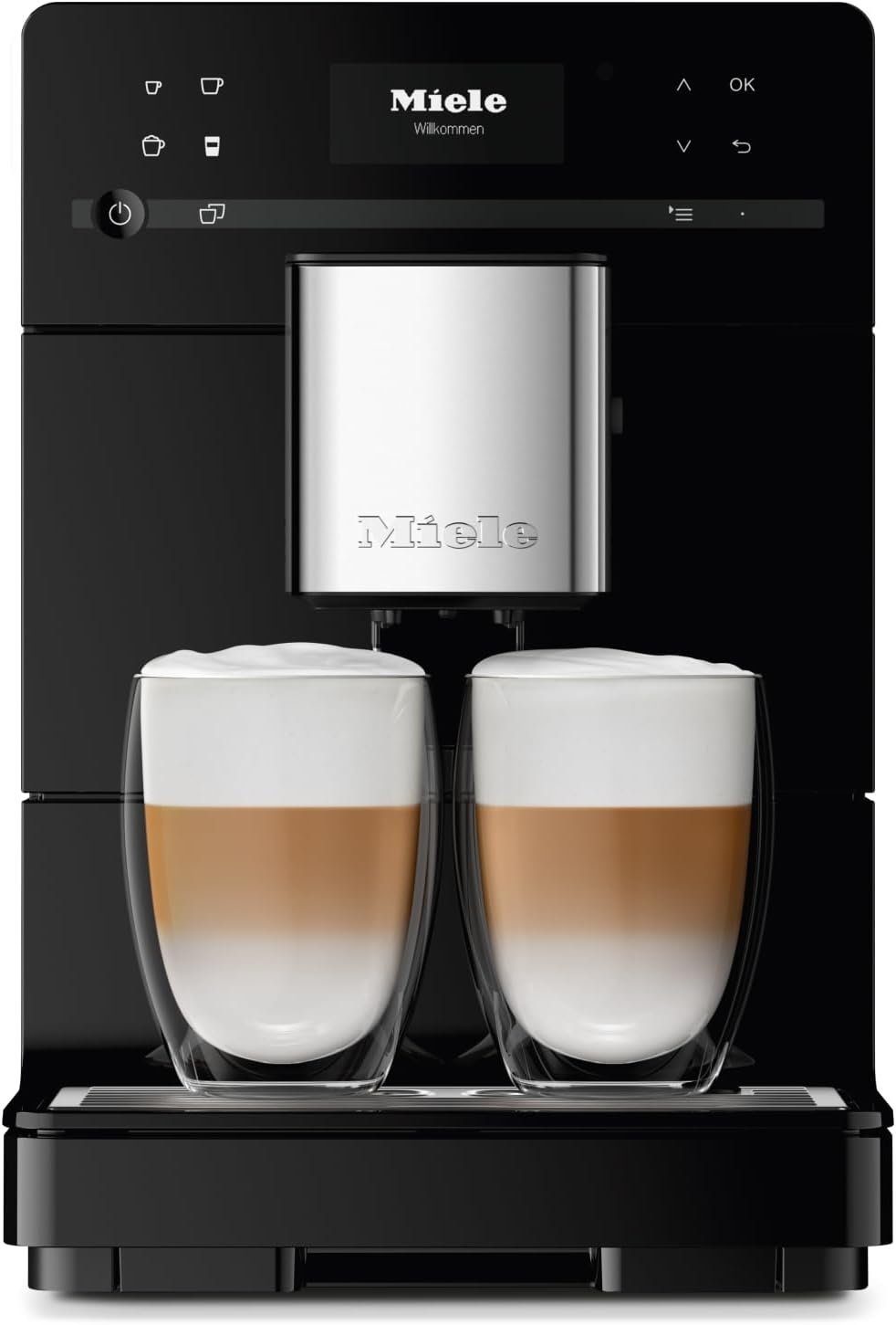 Miele CM 5310 Silence – Automatic coffee machine with OneTouch for Two, Aromatic System, coffee maker, cleaning programs and more, in obsidian black