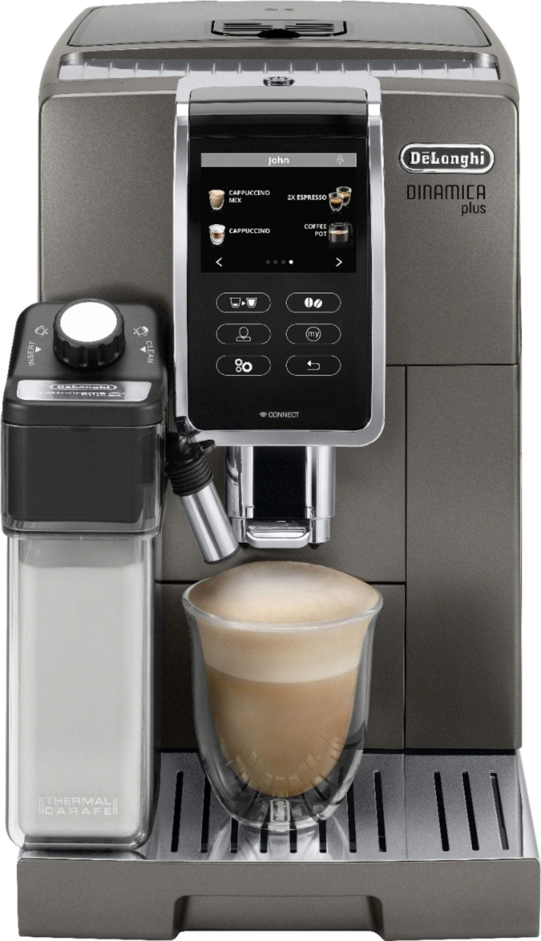 De’Longhi ECAM37095TI – Dinamica Plus Fully Automatic Espresso Machine with Built-in Grinder – Titanium
