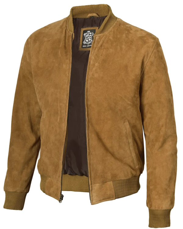 Adamsville Mens Brown Bomber Suede Jacket