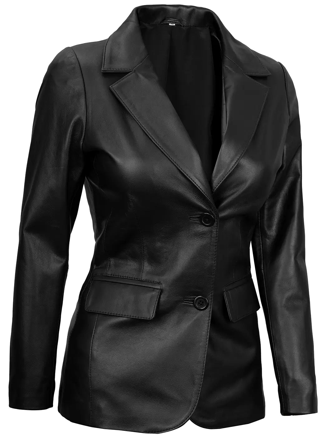 Shannon Women's Black Two-Button Leather Blazer - Image 8