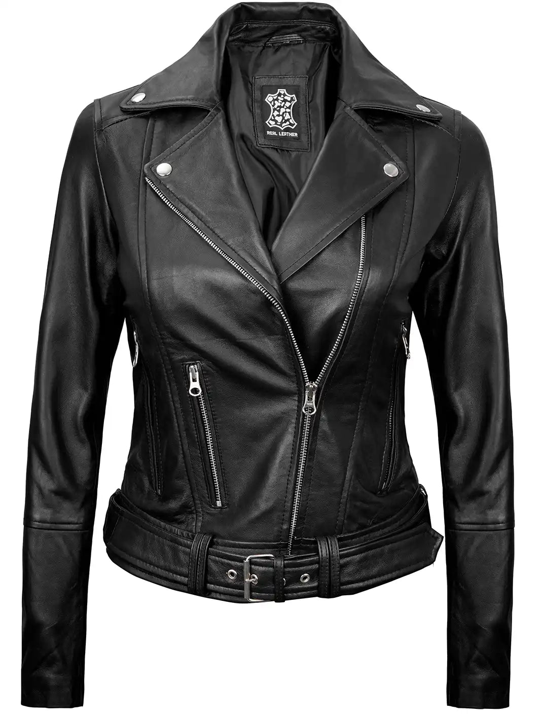Aldo Womens Asymmetrical Black Leather Jacket - Image 3