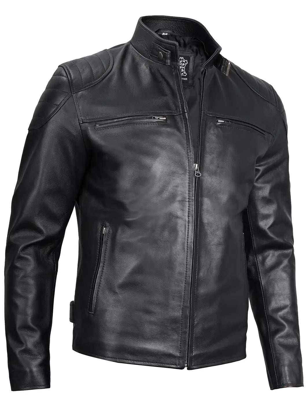 Vermont Men's Black Motorcycle Leather Jacket - Image 4