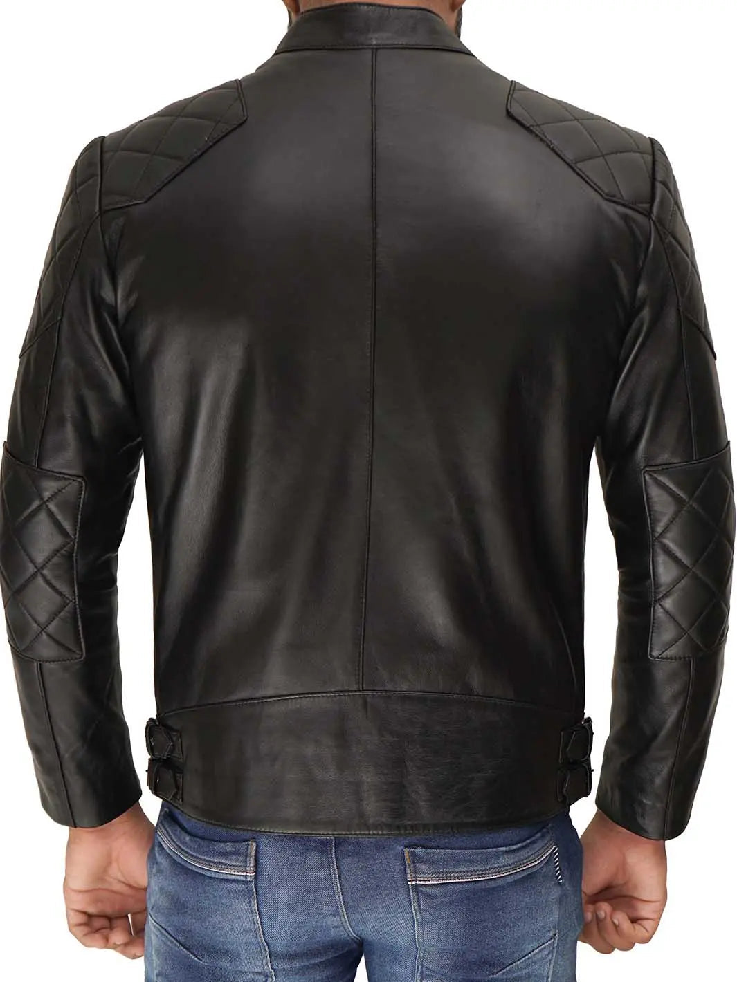 Mens Black Quilted David Beckham's Leather Jacket - Image 2