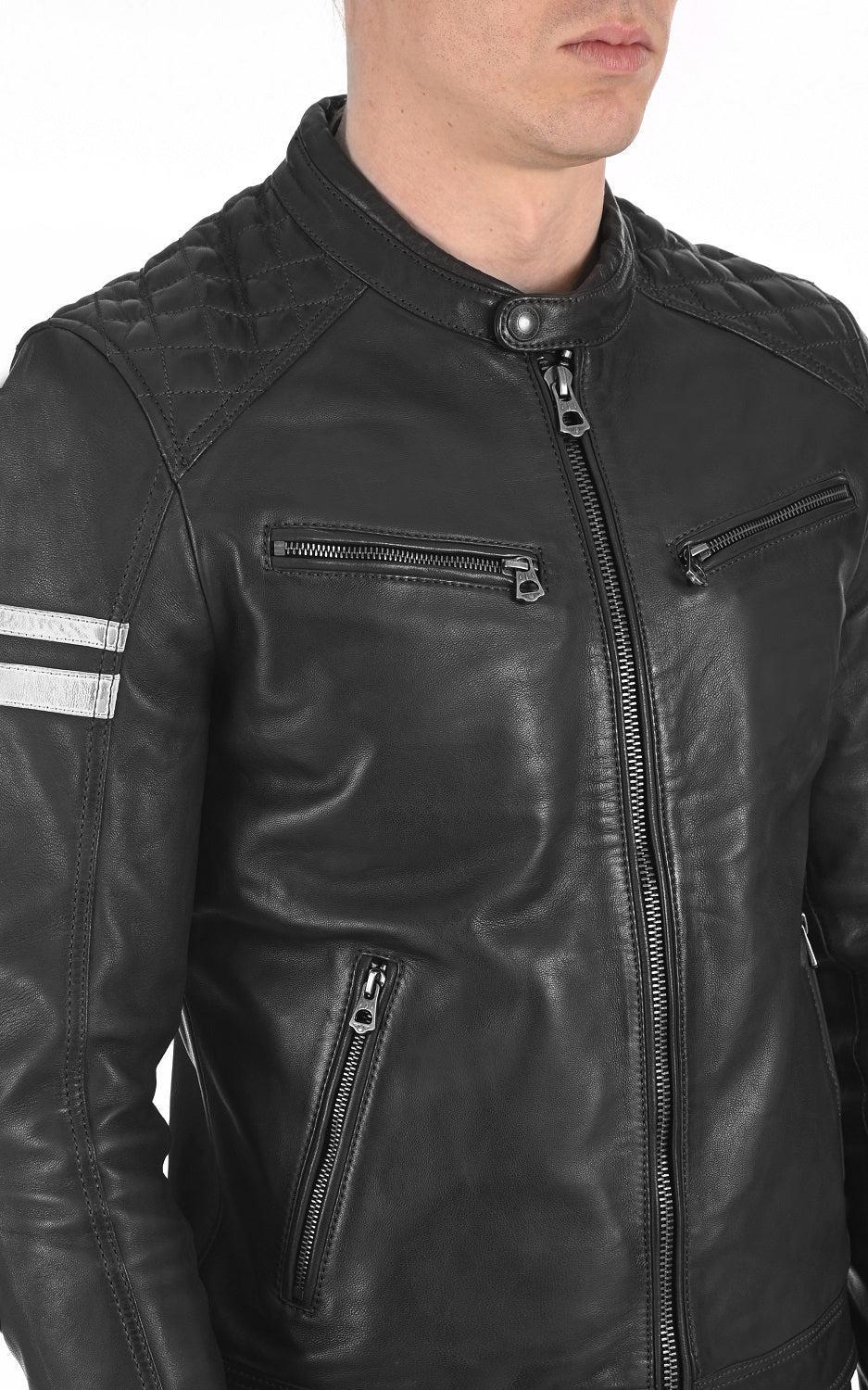 Eclipse Black Leather Biker Jacket - Image 2