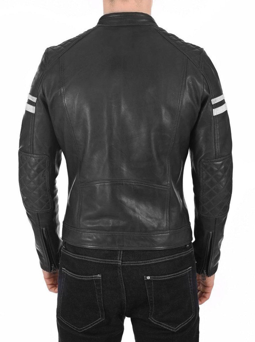 Eclipse Black Leather Biker Jacket - Image 3