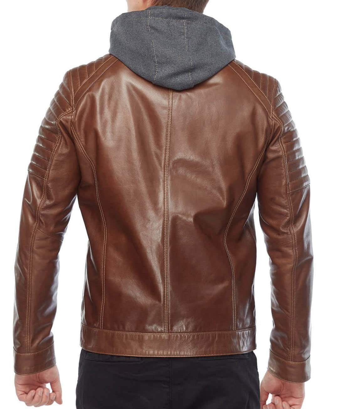 Element Brown Detachable Hooded Leather Jacket - Image 2