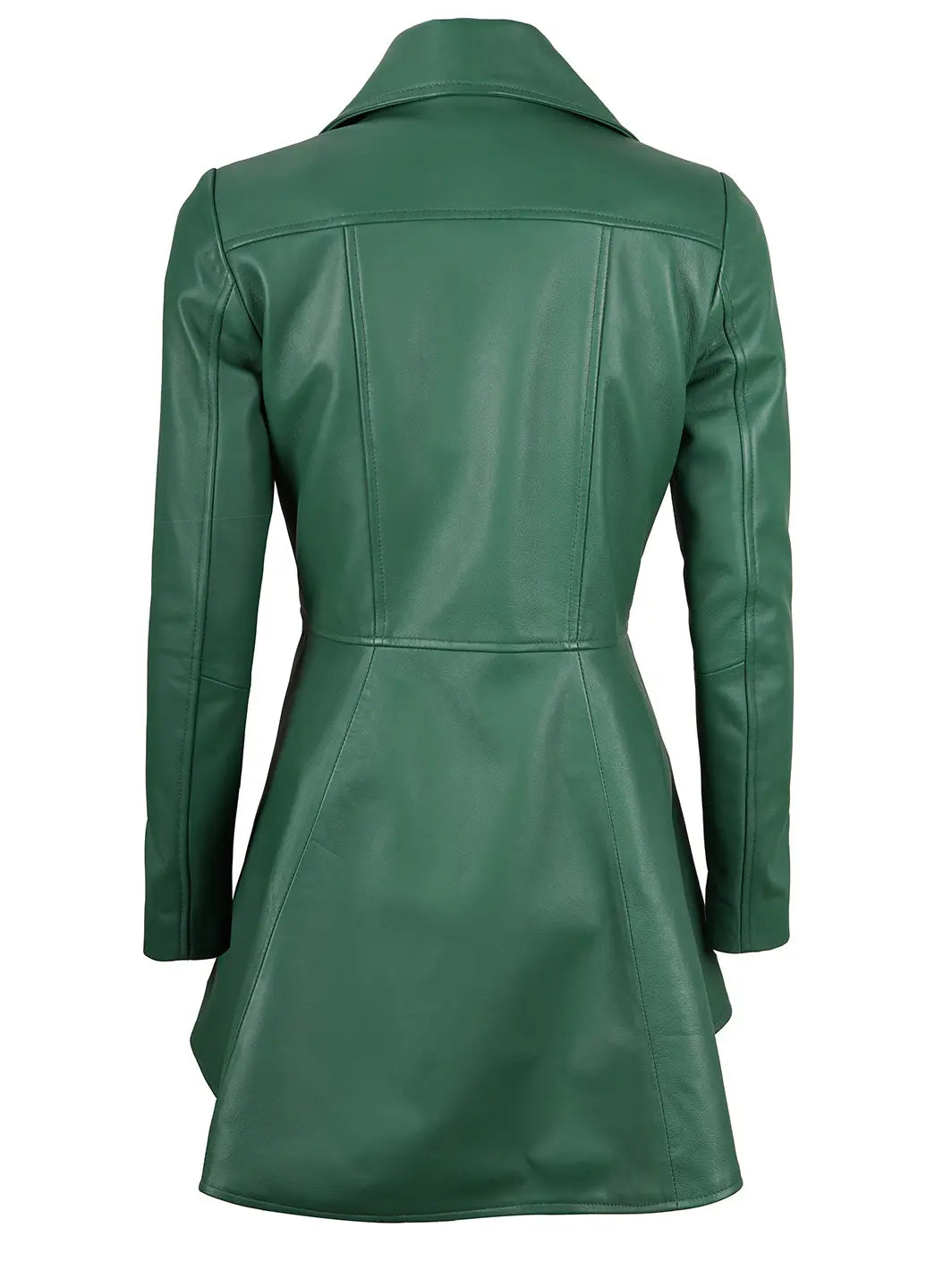 Clarissa Green Asymmetrical Peplum Leather Jacket - Image 2