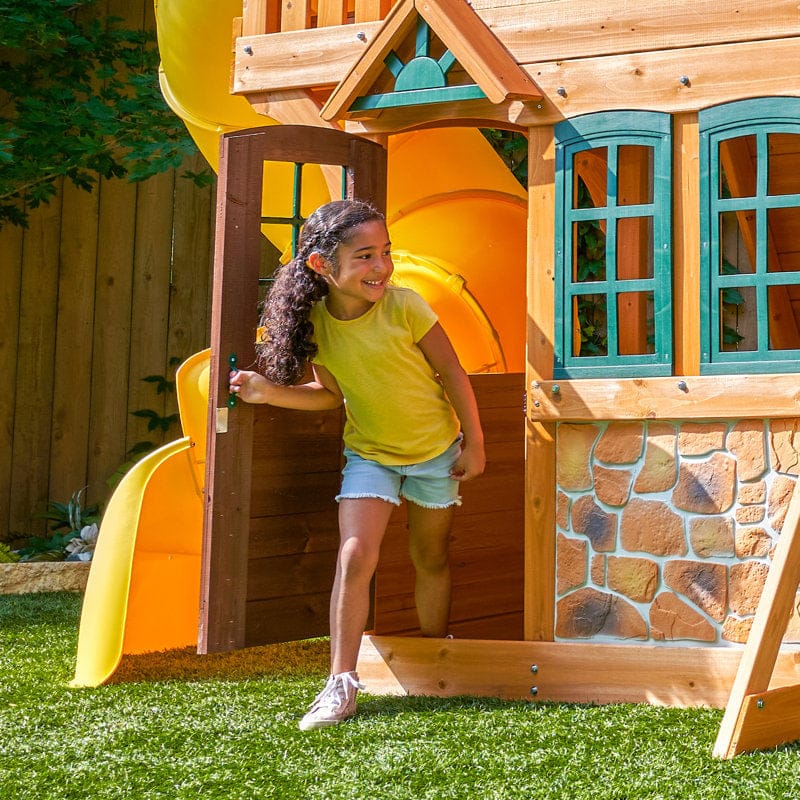 KidKraft Boulder Station Wooden Swing Set / Playset with Tube Slide - Image 5