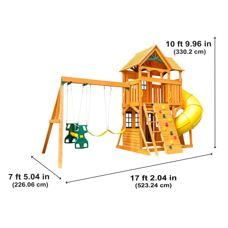 KidKraft Boulder Station Wooden Swing Set / Playset with Tube Slide - Image 3