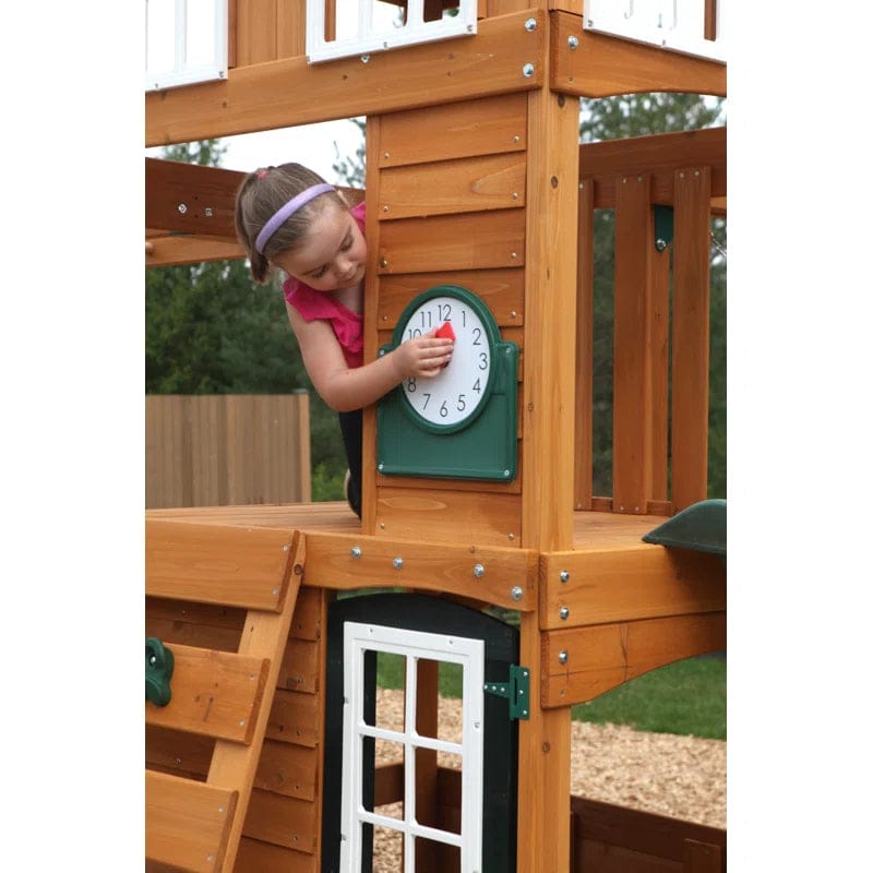 Kidkraft Cranbrook Wooden Outdoor Backyard Swing Set / Playset With Monkey Bars, Glider - Image 3