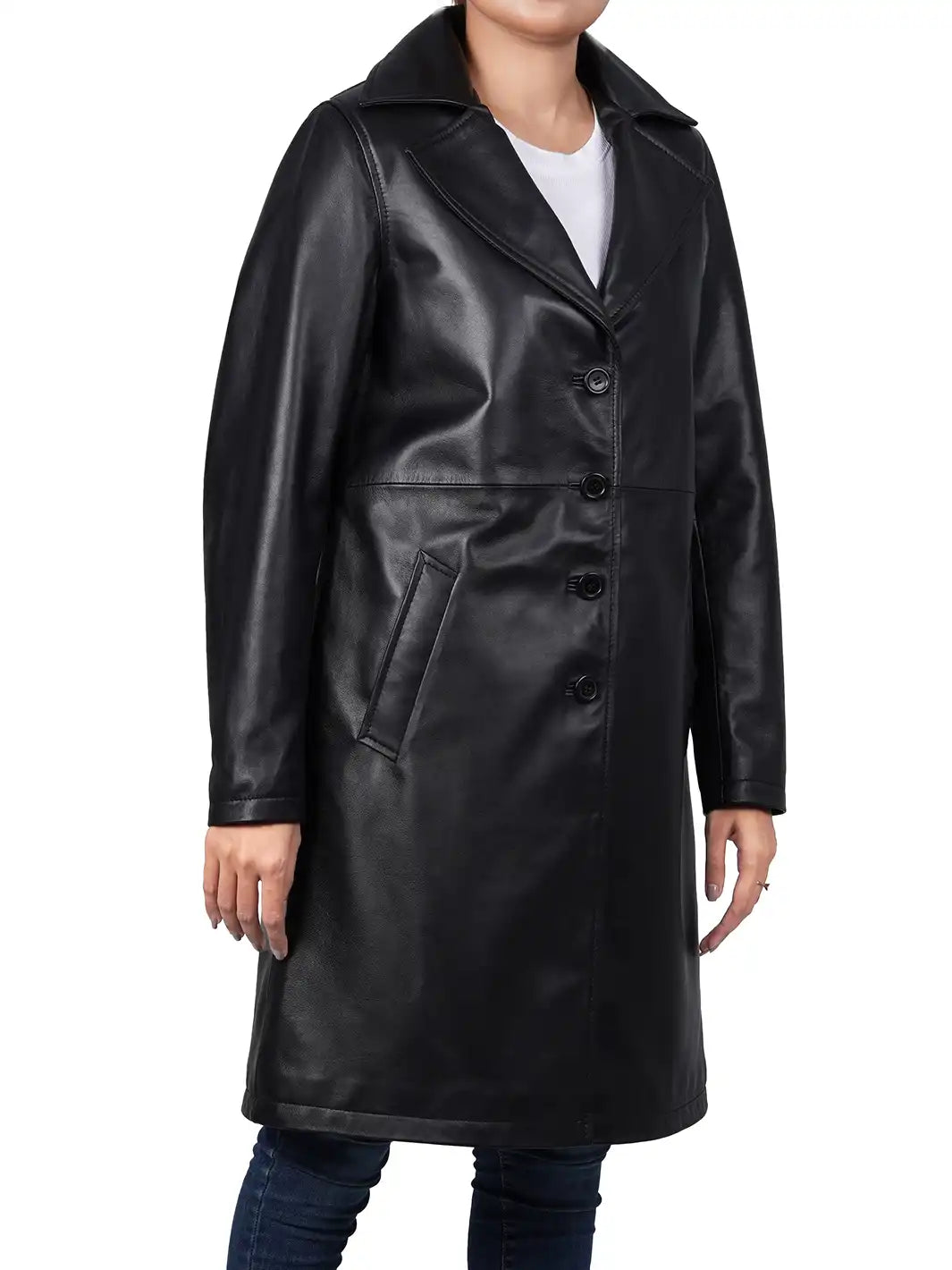 Bryson Relax Fit Black Leather Coat - Image 3