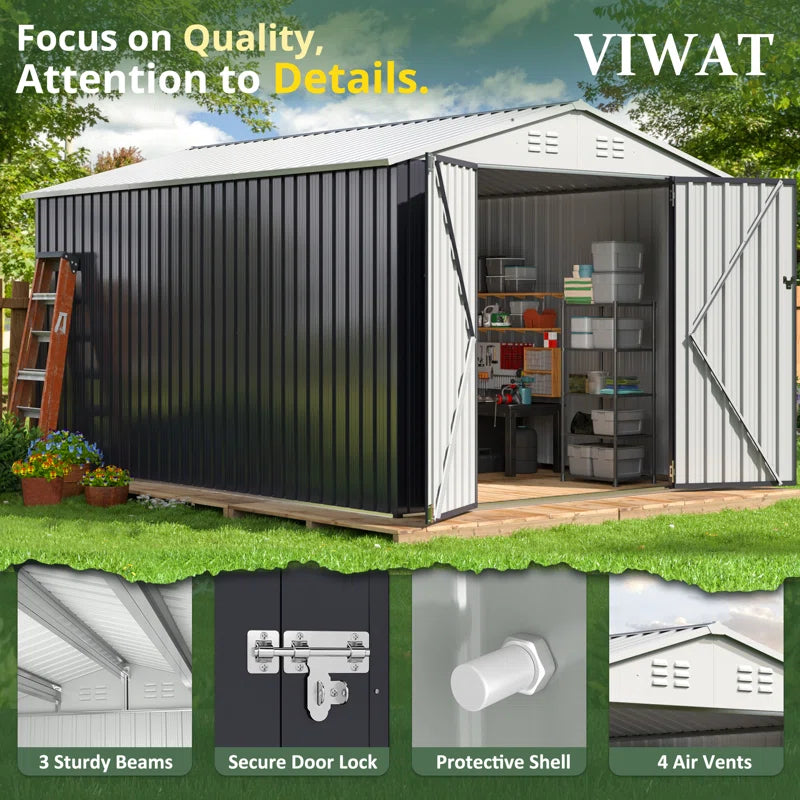 Lockable Doors 8 ft. W x 12 ft. D Metal Tool Shed - Image 4