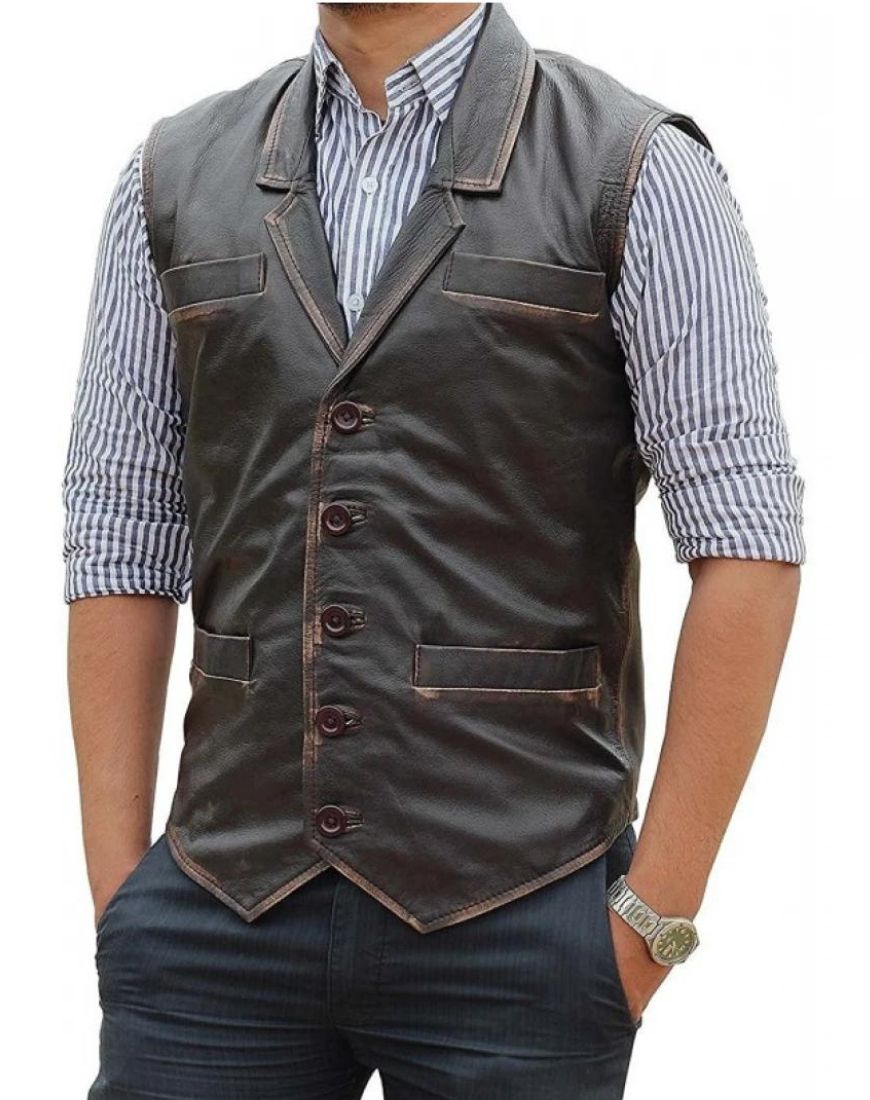 Lobo Vintage Brown Leather Vest