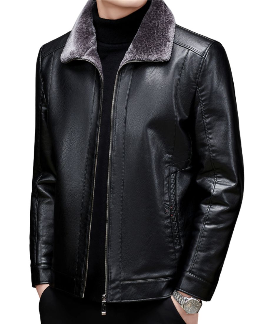 Timberline Black Faux Shearling Leather Jacket - Image 2