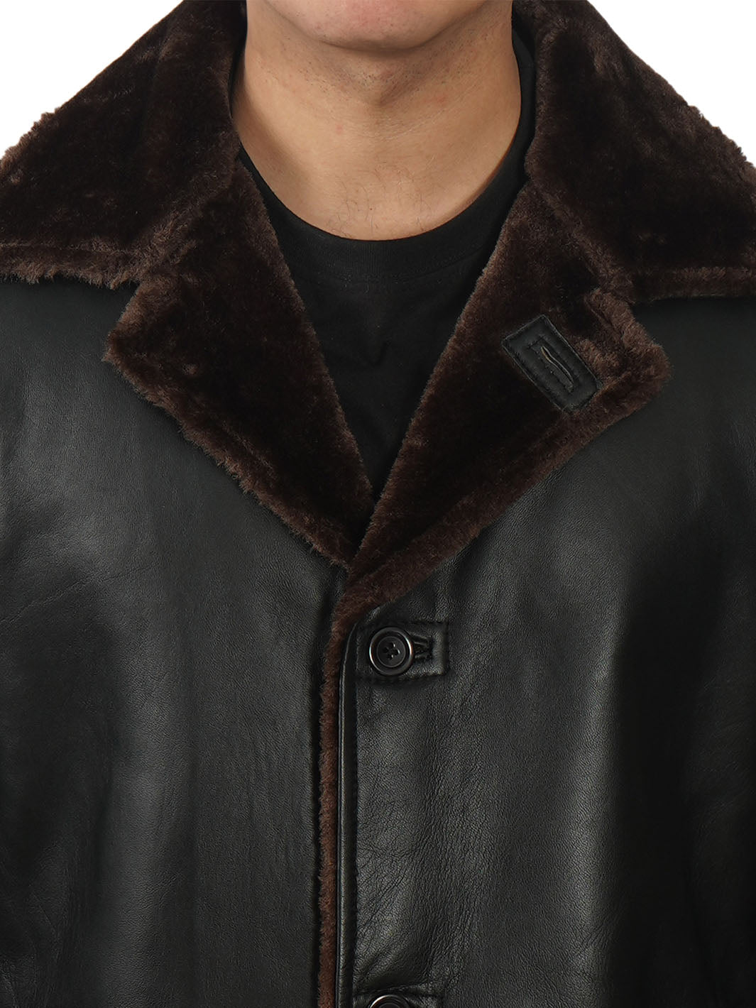 Chandler 3/4 Length Black Shearling Coat Mens - Image 10