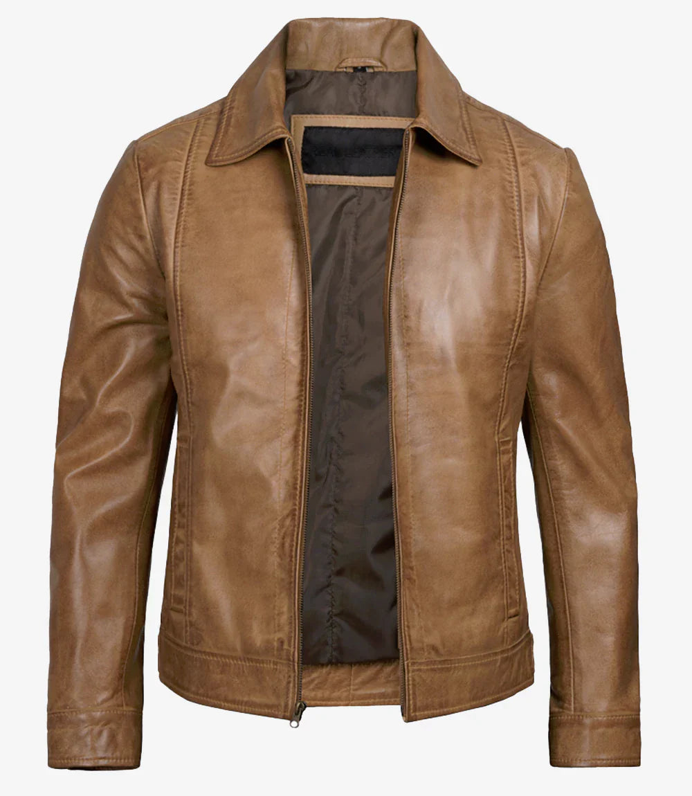 Men's Black Harrington Classic Leather Jacket - Image 17