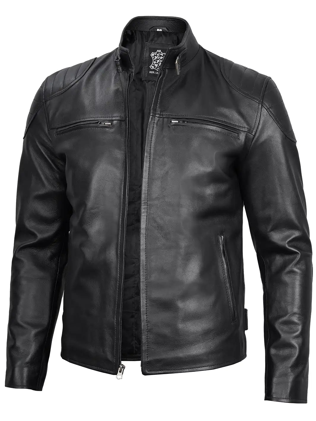 Vermont Men's Black Motorcycle Leather Jacket