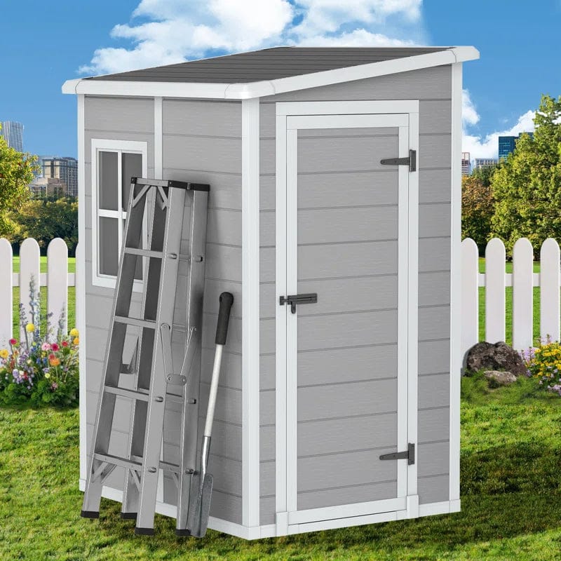 Outdoor Storage Shed, 5×4 FT Resin Shed with Floor, Weather-Resistant Plastic Garden Shed - Image 6