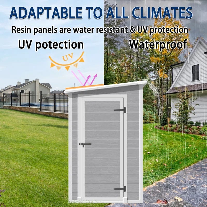 Outdoor Storage Shed, 5×4 FT Resin Shed with Floor, Weather-Resistant Plastic Garden Shed - Image 3