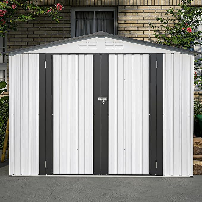 Outdoor Storage Shed, All Weather Metal Sheds with 2 Lockable Doors - Image 3