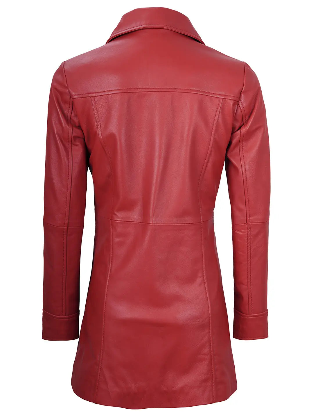 Kandis Women Red Real Leather Car Coat - Image 2