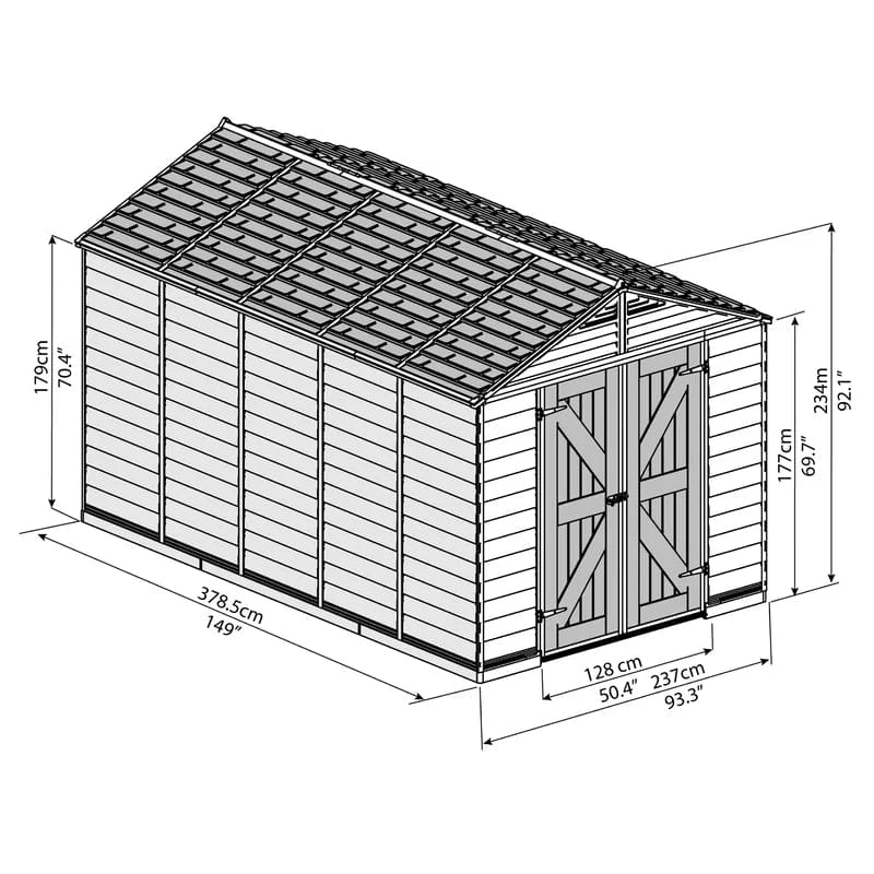 SkyLight 7 ft. 8 in. W x 12 ft. 4 in. D Plastic Storage Shed - Image 3