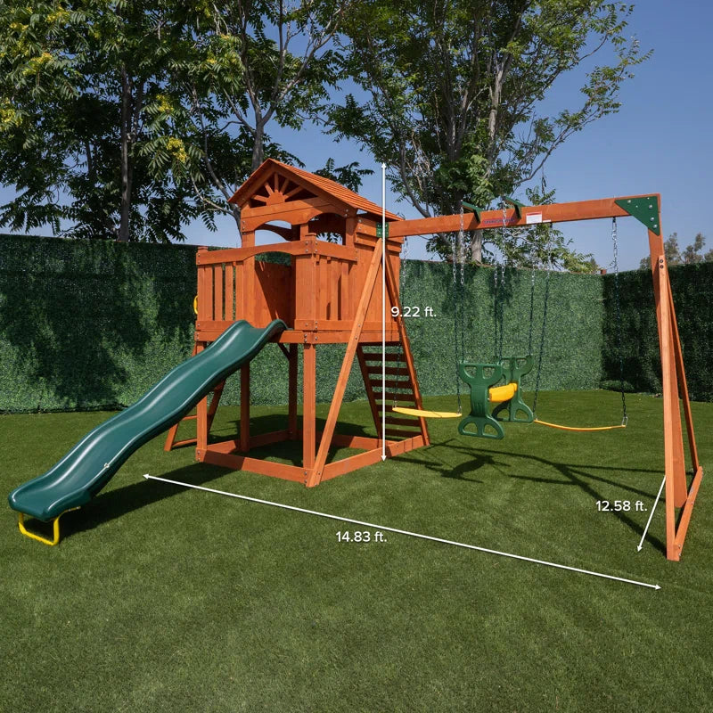 Sportspower Oak Grove Wooden Swing Set with Lifetime Warranty on 8′ Blow Molded Slide - Image 6
