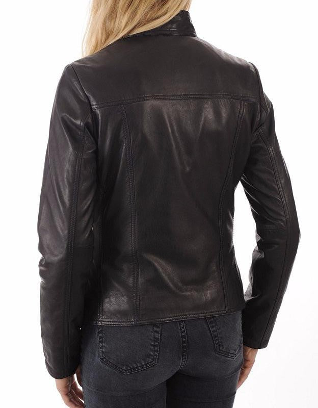 Starlight Black Leather Biker Jacket - Image 3