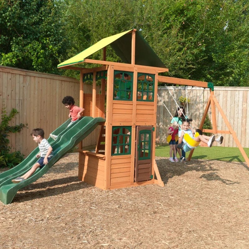 Sportspower Oak Grove Wooden Swing Set with Lifetime Warranty on 8′ Blow Molded Slide - Image 2