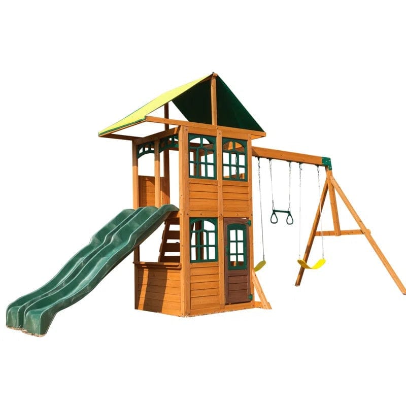 Sportspower Oak Grove Wooden Swing Set with Lifetime Warranty on 8′ Blow Molded Slide - Image 3