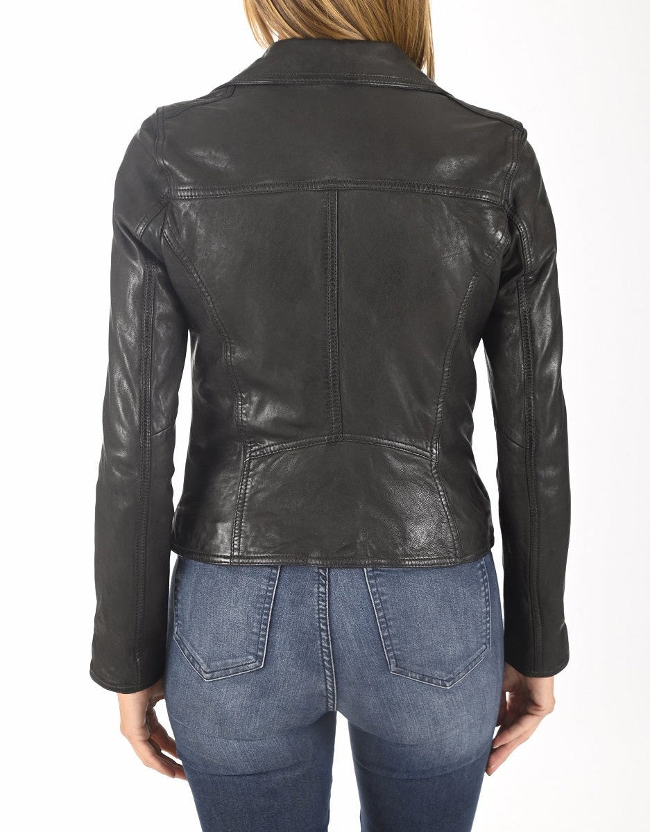 Triumph Black Leather Biker Jacket - Image 3