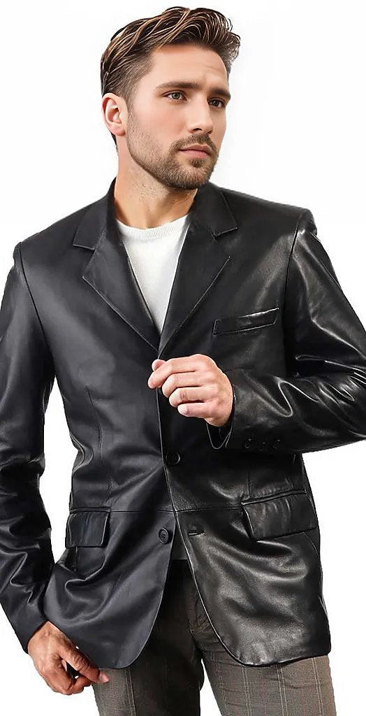 Verve Black Leather Blazer - Image 2