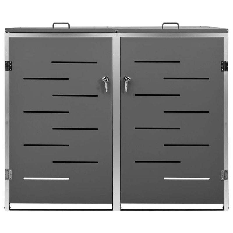 VidaXL Garbage Can Storage Wheelie Bin Trash Can Enclosure Stainless Steel - Image 4