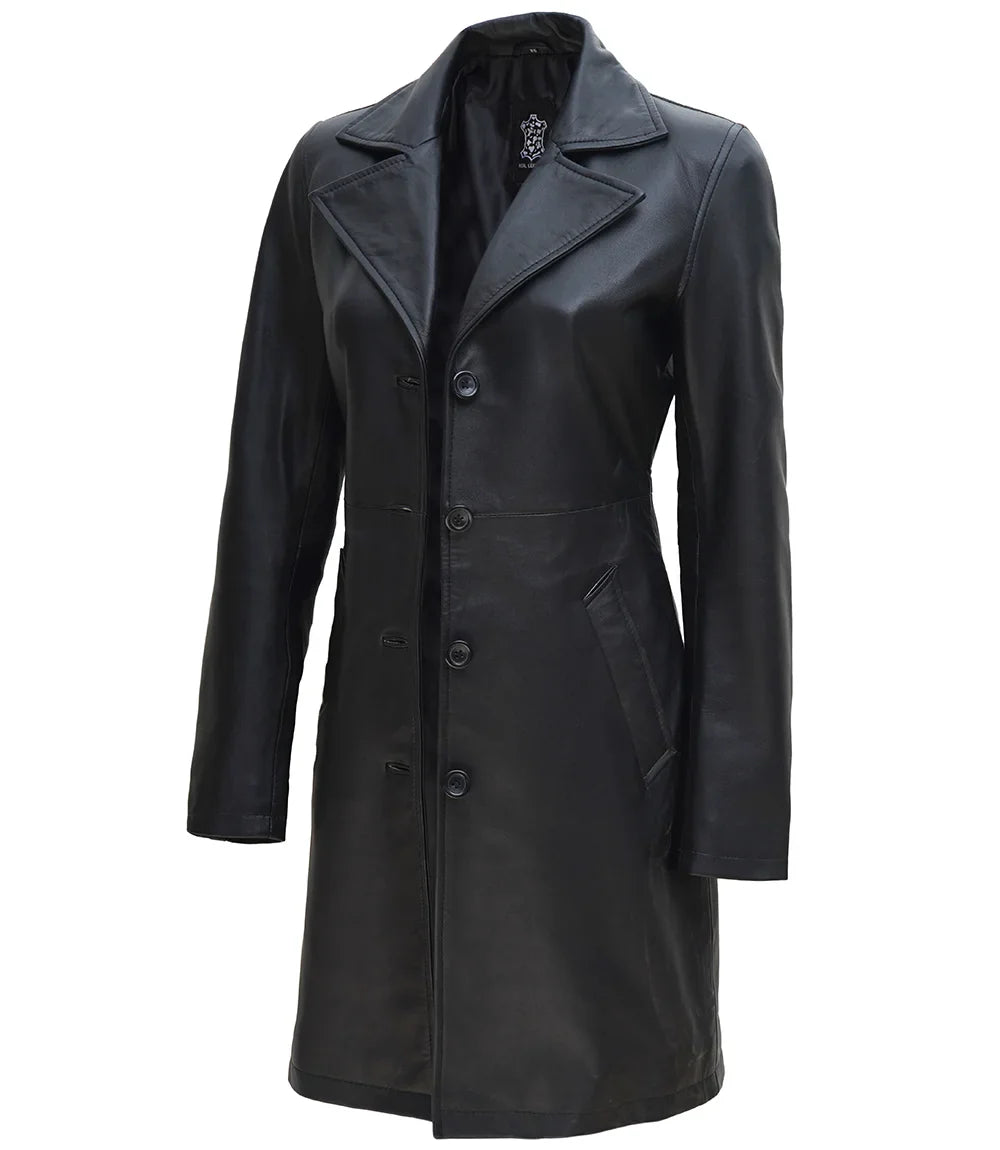 Jackson Women Black Real Leather Car Coat