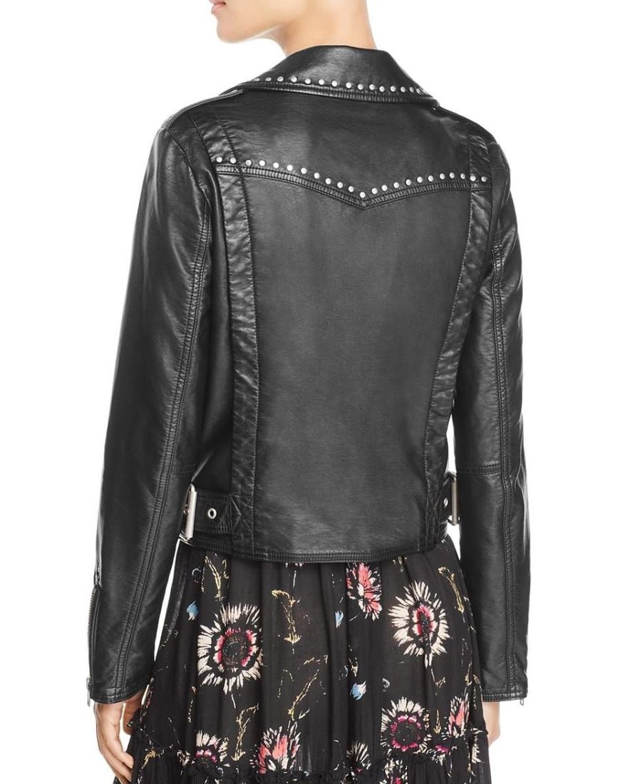Giorgia Studded Black Biker Leather Jacket - Image 2