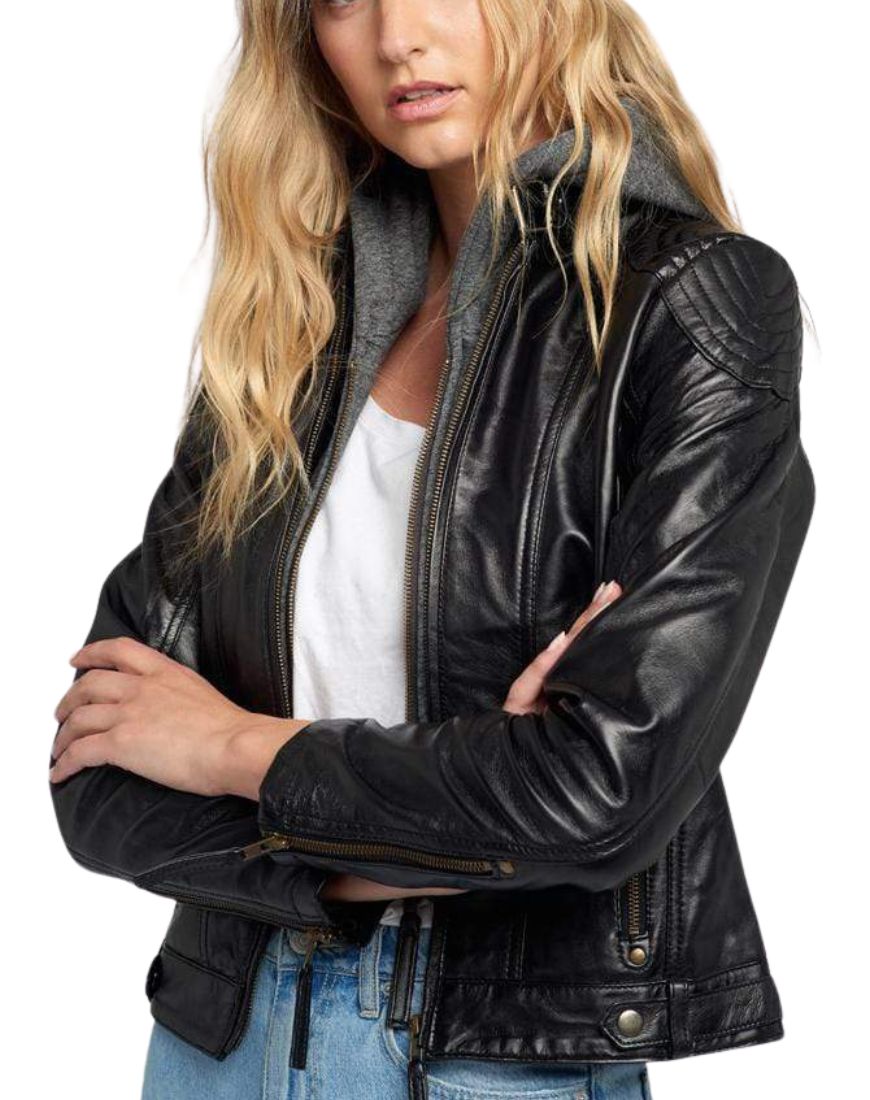 Guardian Black Hoodie Leather Jacket - Image 4