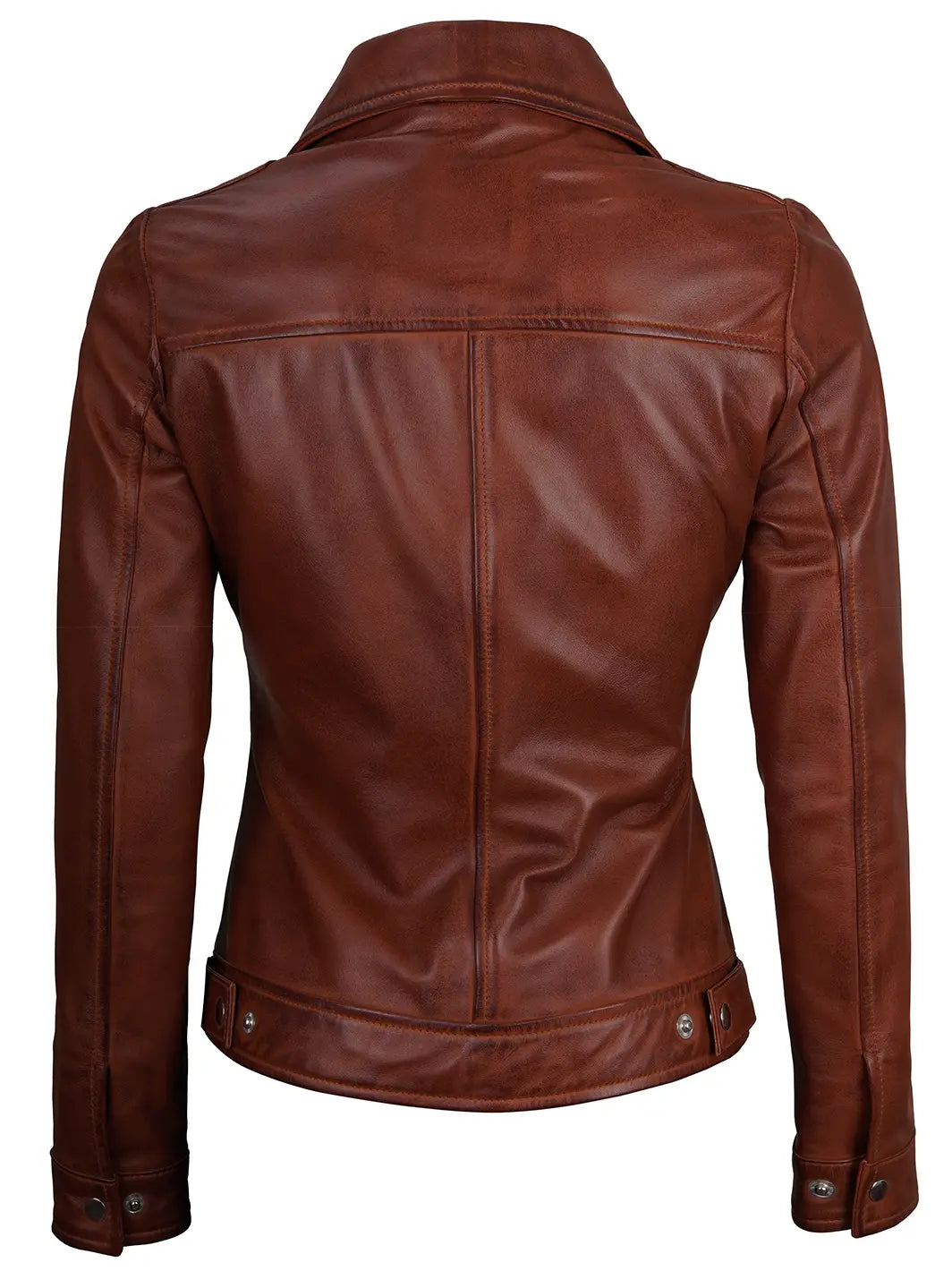 Jose Harrington Cognac Wax Women Leather Jacket - Image 2