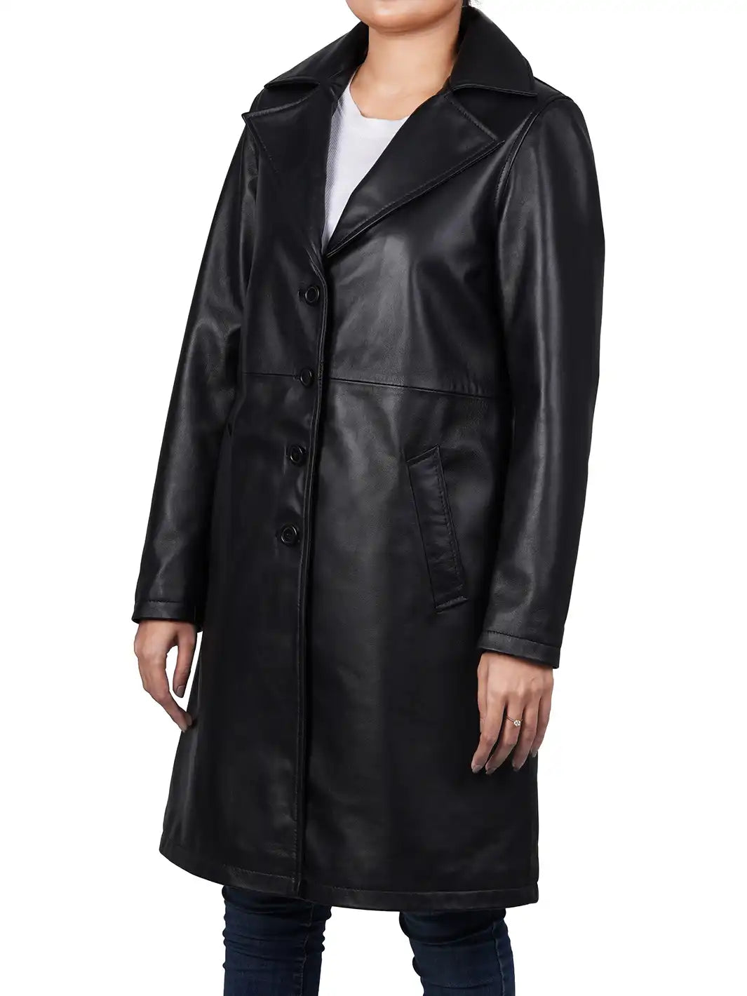 Bryson Relax Fit Black Leather Coat - Image 4