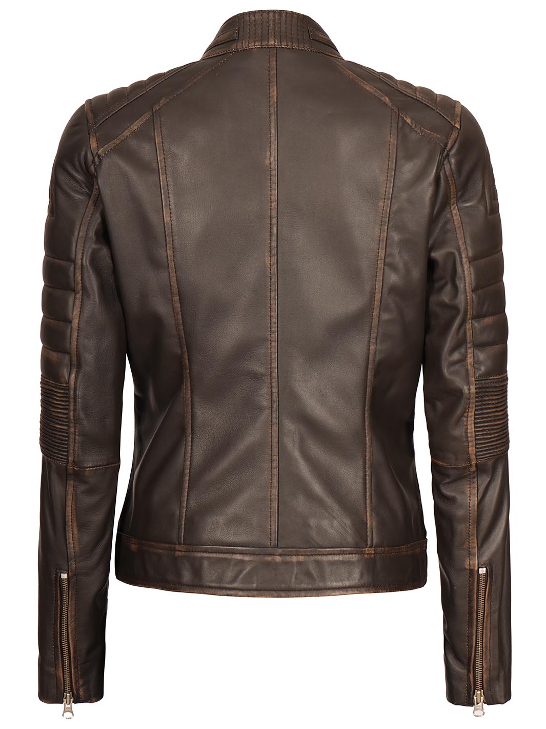 Austin Dark Brown Motorcycle Leather Jacket for Women - Image 2