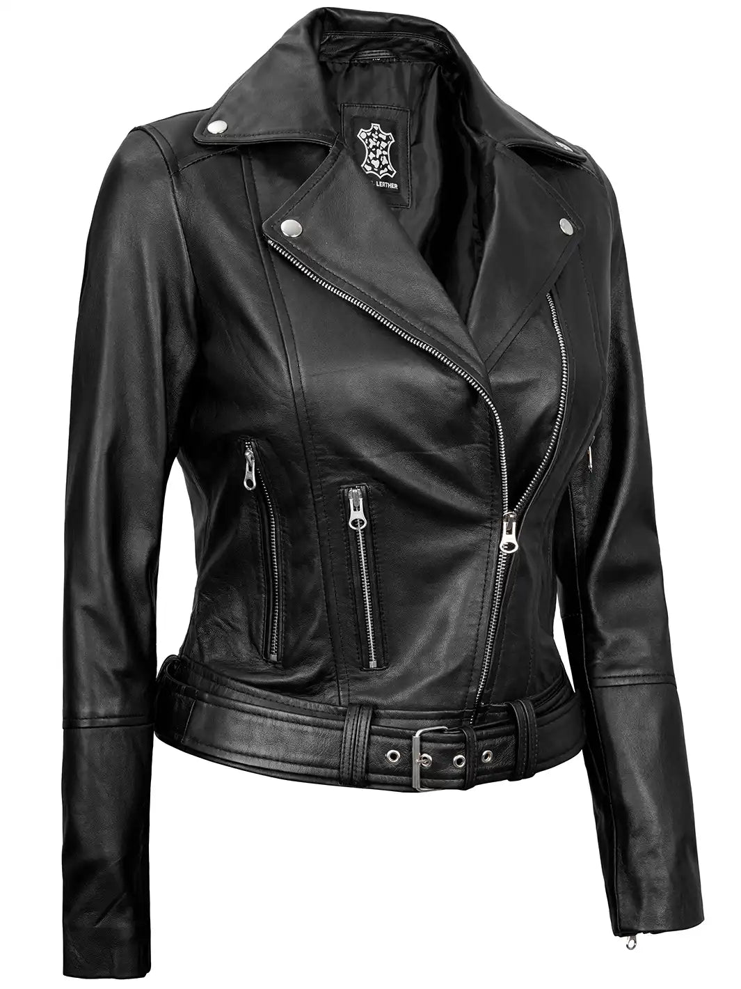 Aldo Womens Asymmetrical Black Leather Jacket - Image 4