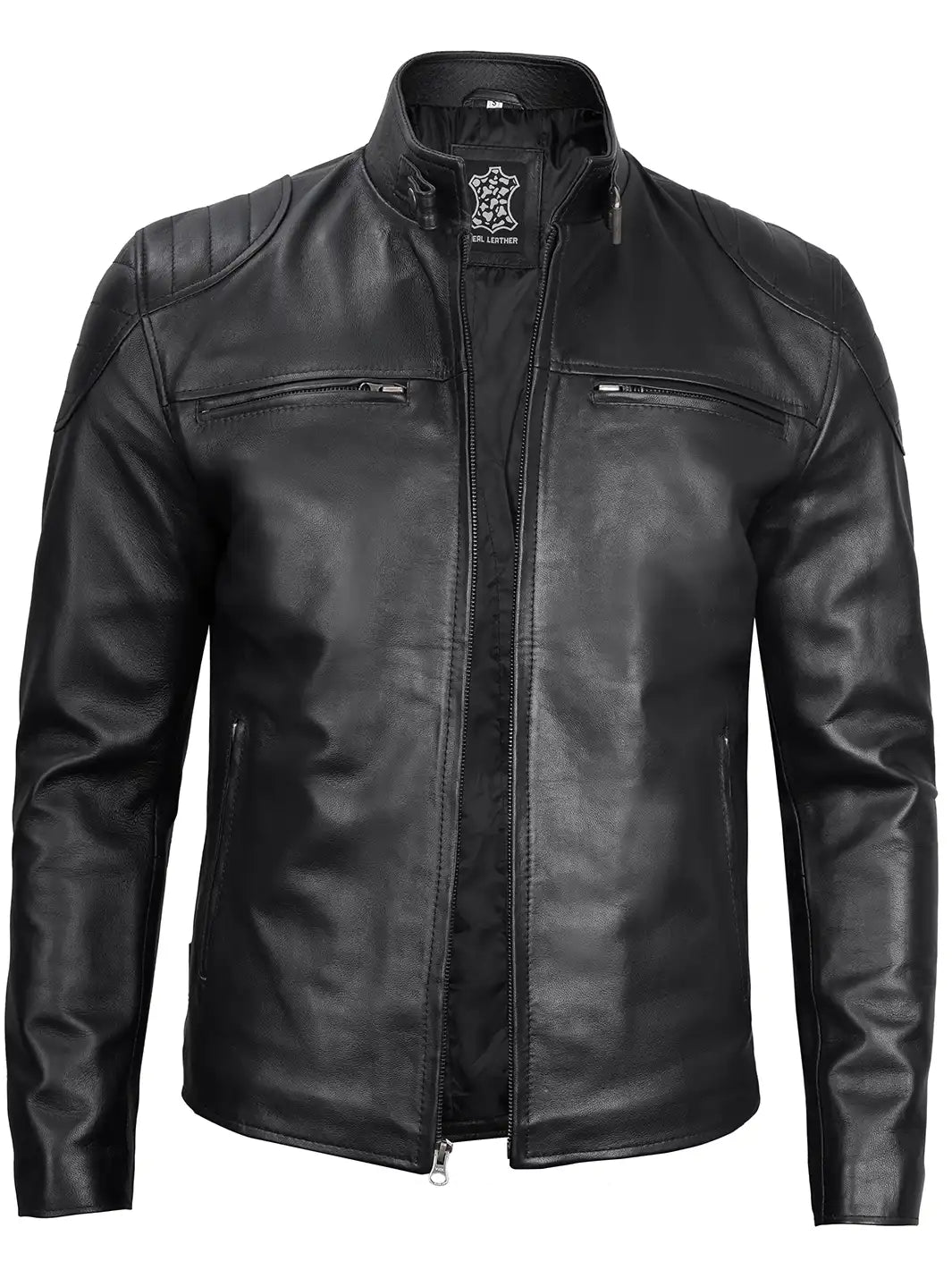 Vermont Men's Black Motorcycle Leather Jacket - Image 5