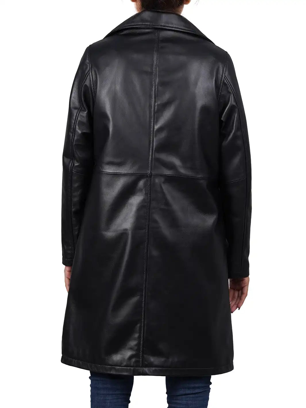 Bryson Relax Fit Black Leather Coat - Image 2