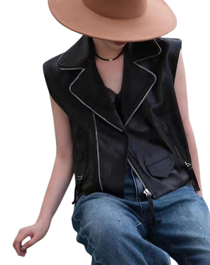 Grâce Black Leather Vest - Image 4