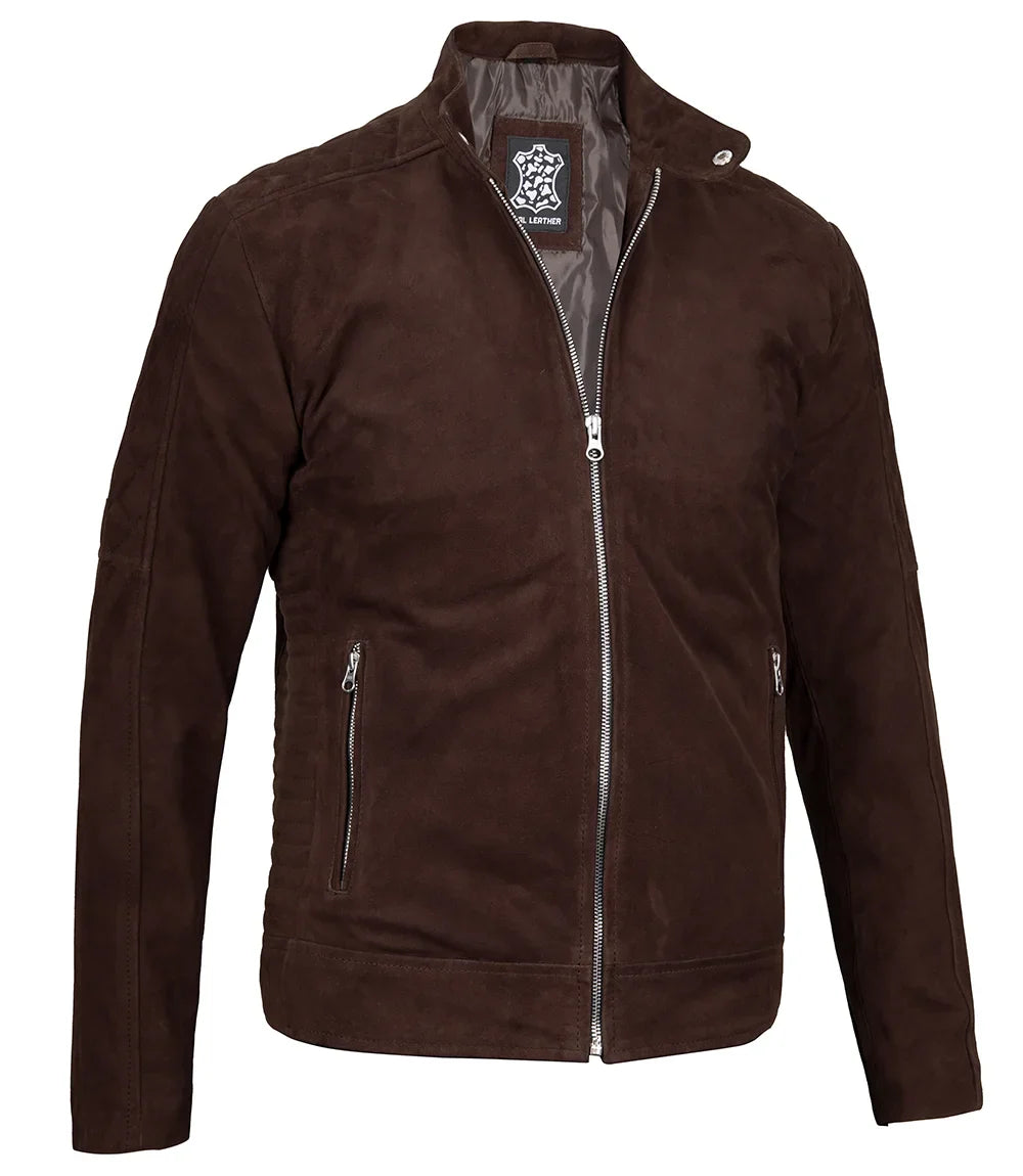 Miguel Men's Quilted Brown Suede Jacket - Image 5