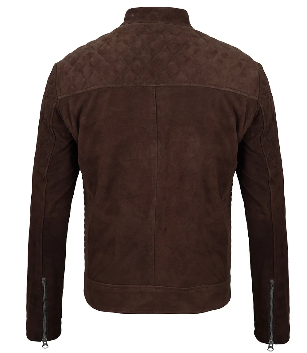 Miguel Men's Quilted Brown Suede Jacket - Image 2