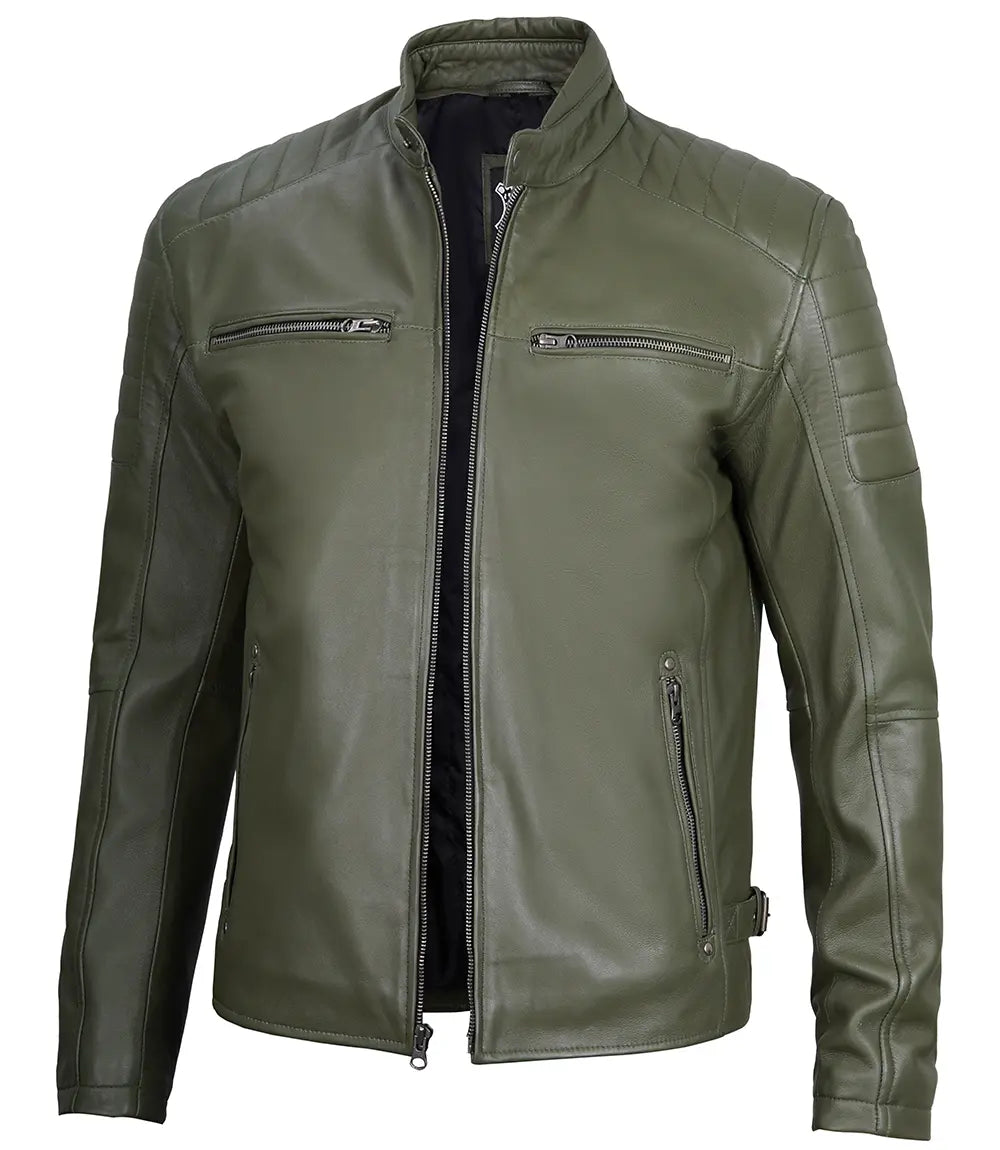 Felix Green Cafe Racer Leather Jacket