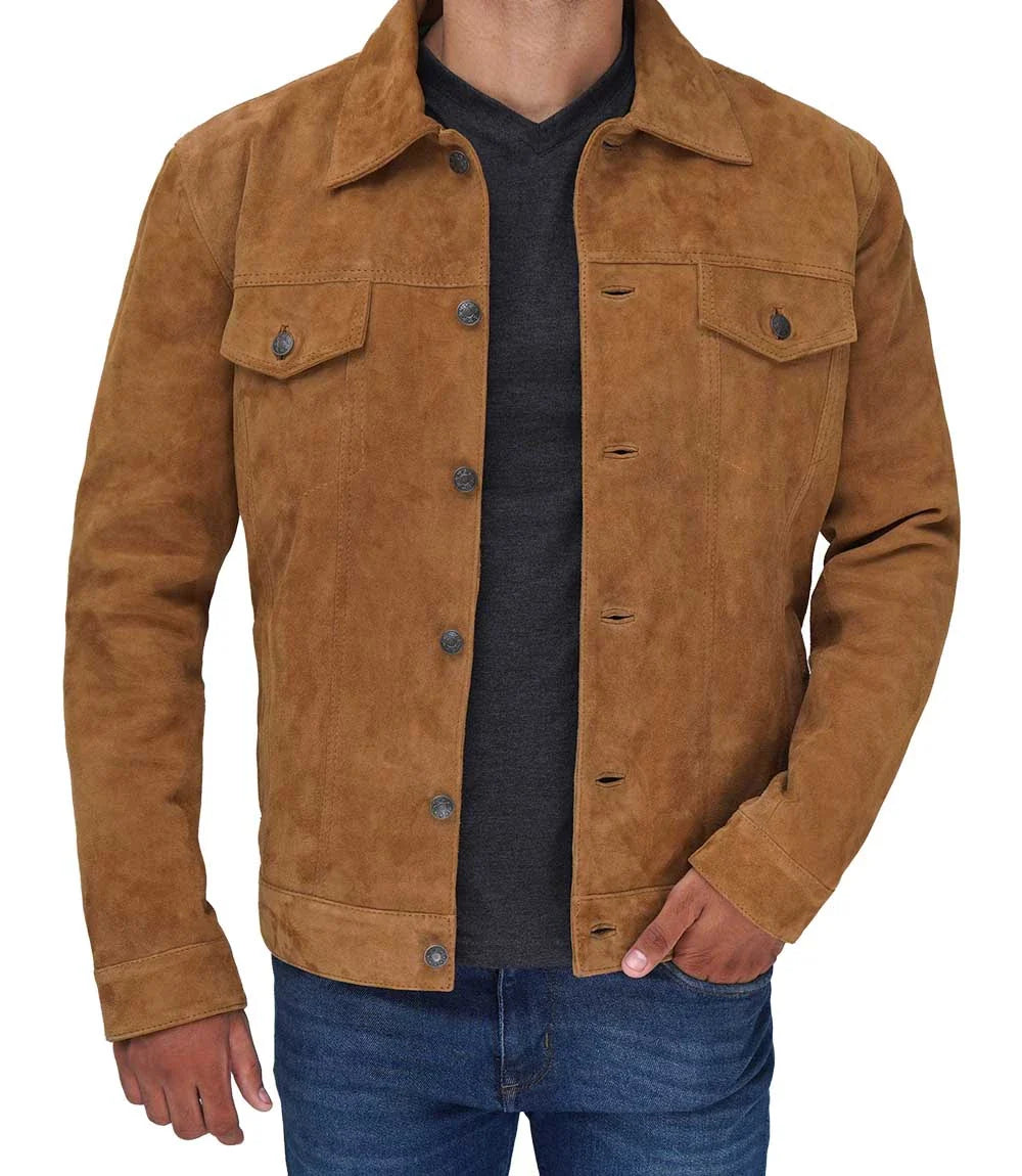Logan Tan Suede Trucker Jacket