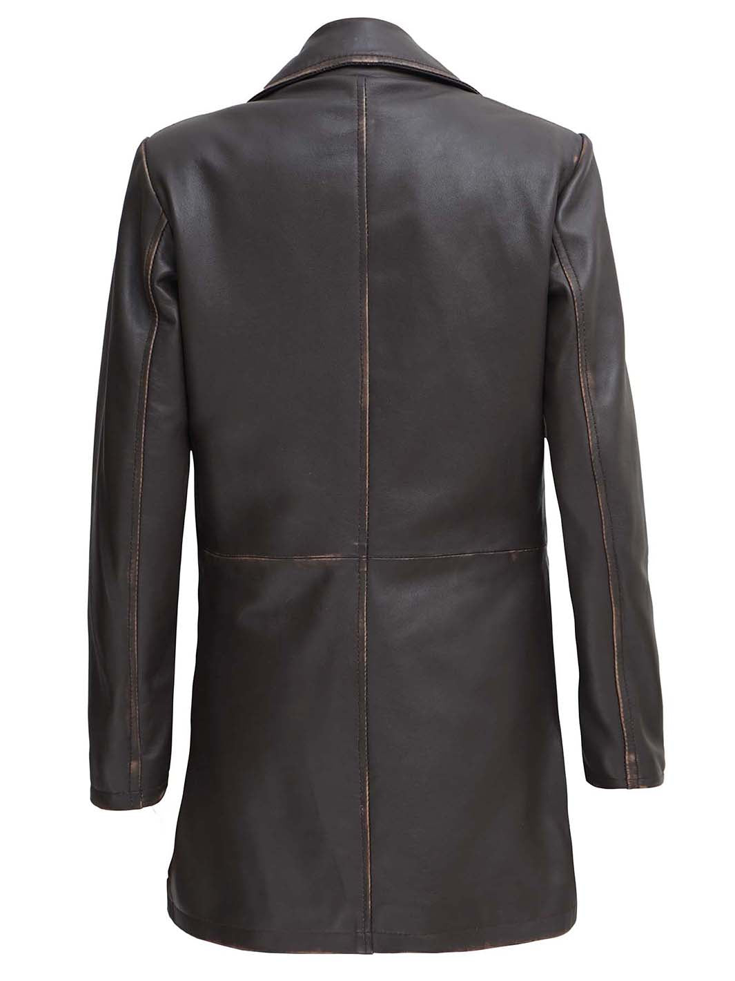 Winchester Women's Distressed Dark Brown Leather Coat - Image 2